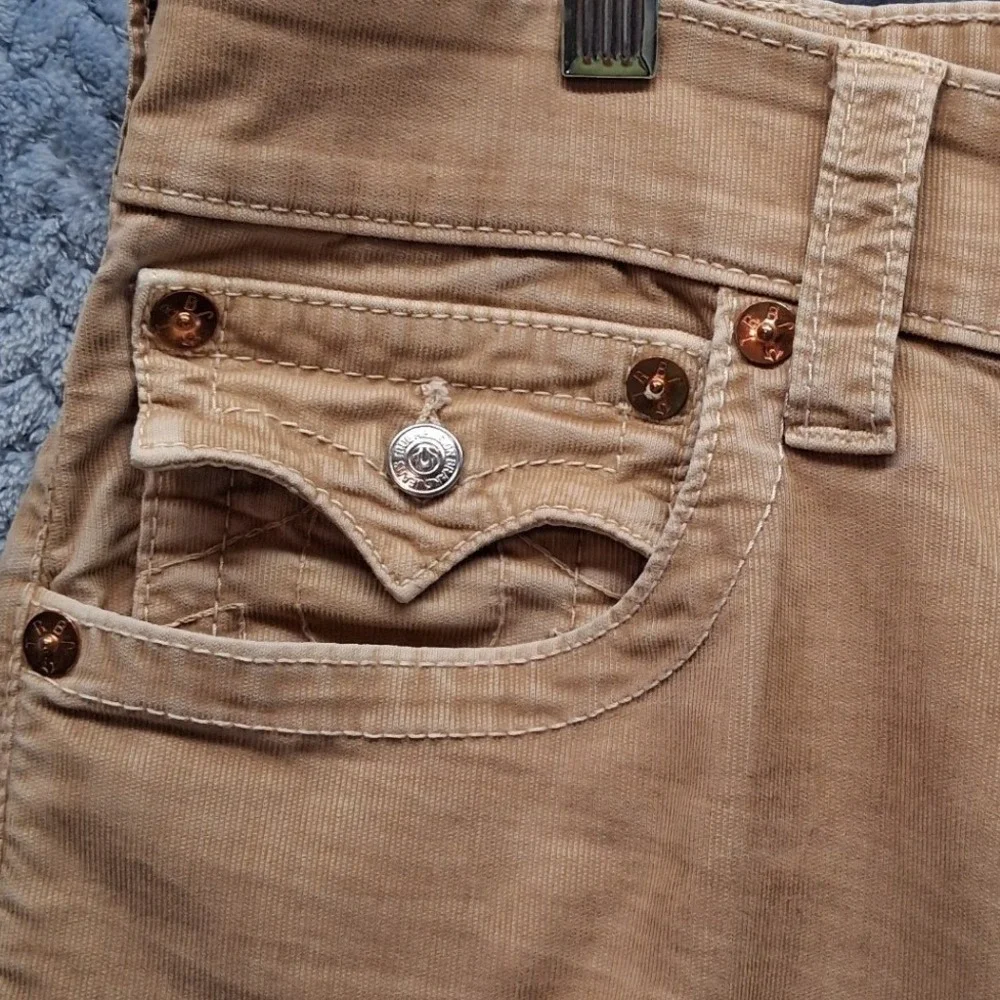True Religion Ricky Straight Leg Corduroy Pants Tan Khaki Mens 31x34 Bootcut